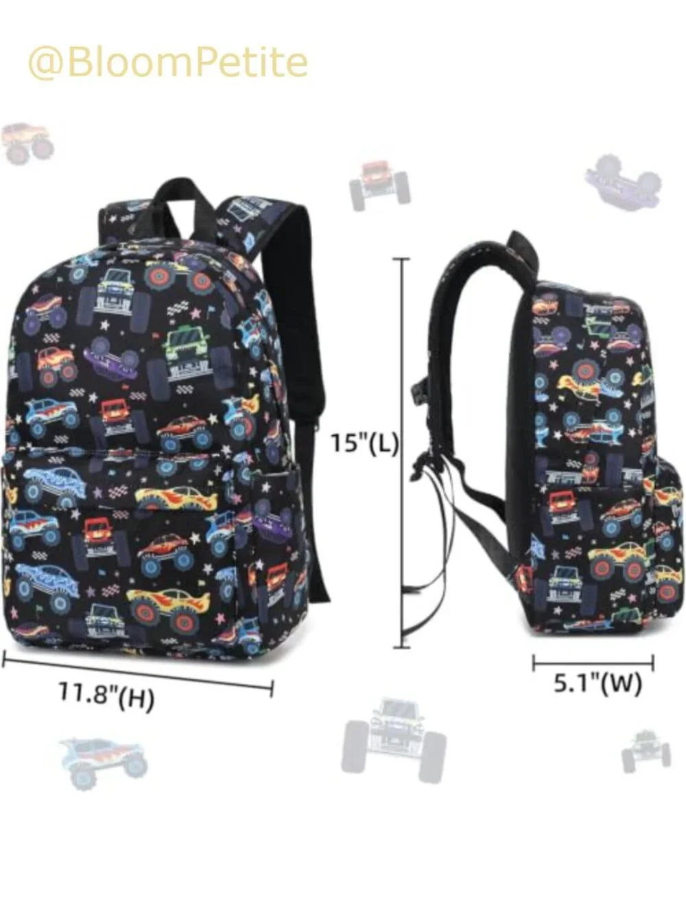 CAMTOP Kids Backpack Set with Lunch Box, Water-Resistant Polyester, Preschool